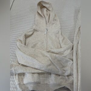 Fabletics cream zip up and cargo sweatpants set